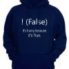 !false, It's funny because it's true-navy-blue-hoodie